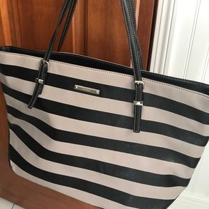 Tote—black and taupe stripe
